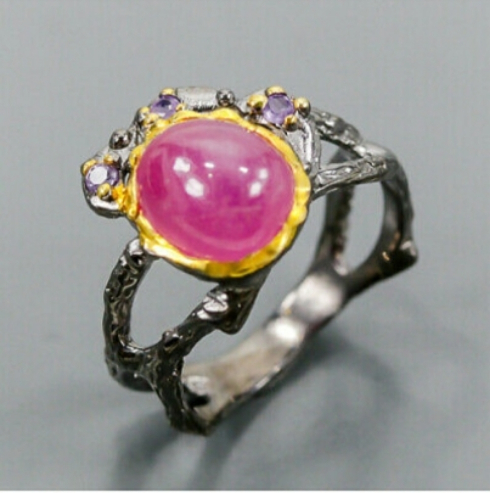 Unique OOAK Ruby Cabochon Ring W5